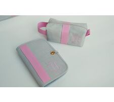 Kit de Bolsas Luxo para Menina Linho Bege com Rosa - 41412
