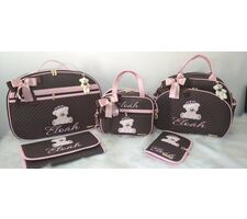 Kit de Bolsas para Menina Marrom com  Rosa