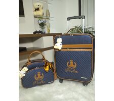 Kit Bolsa Bebê com nome Azul Marinho
