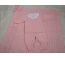 Saída Maternidade menina Rosa  Tricô Trança 3 peças