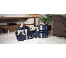 Bolsa e Mochila Maternidade Azul Personalizada