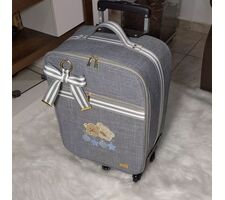 Kit Mala de rodinhas e Bolsa Grande Linho cinza - 75647