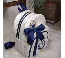 Kit Bolsas Maternidade Perolizado Branco com Azul Marinho - 75736