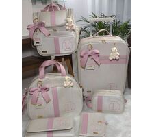 Kit Maternidade Personalizado Bege Perolizado com Rose
