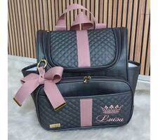 Mochila 2 em 1 Cinza Chumbo com Rose