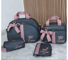  Bolsas para Bebe Personalizadas cinza Chumbo com Rose