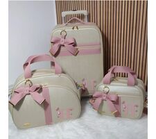  Bolsas para Bebe Personalizadas Bege com Rosa