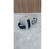 BOLSAS PARA MATERNIDADE LINHO  CRU COM AZUL MARINHO - 76852